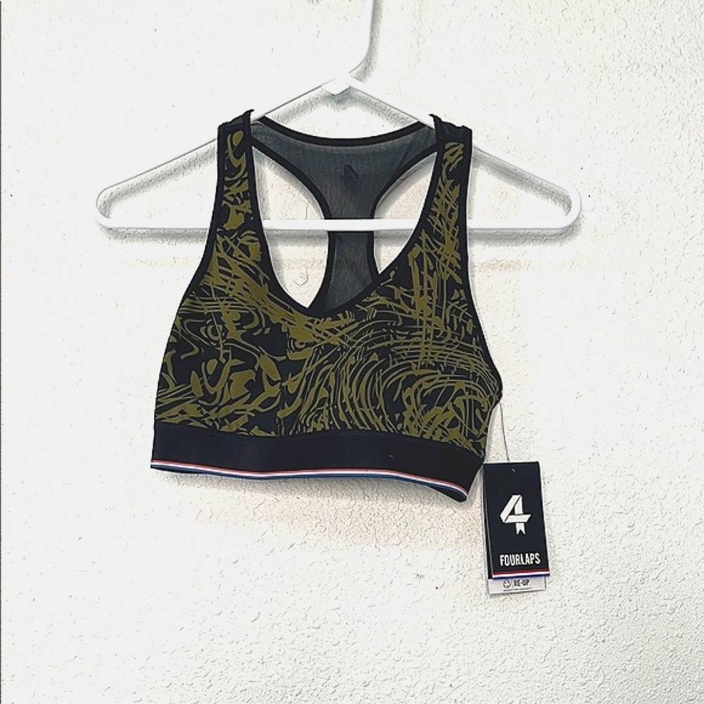 Four Laps Women's Small Black Sports Bra NWT